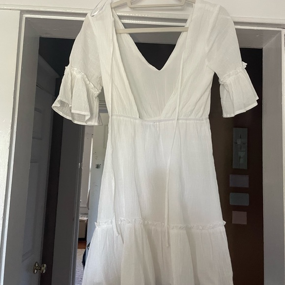 Lulu’s Sunshine Daydream White Short Sleeve Cutout Mini Dress - Picture 2 of 5